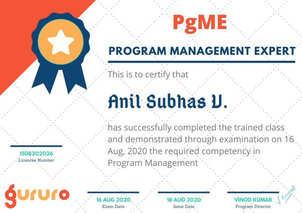 Program Management Expert PgME Anil Subhas V. | 1