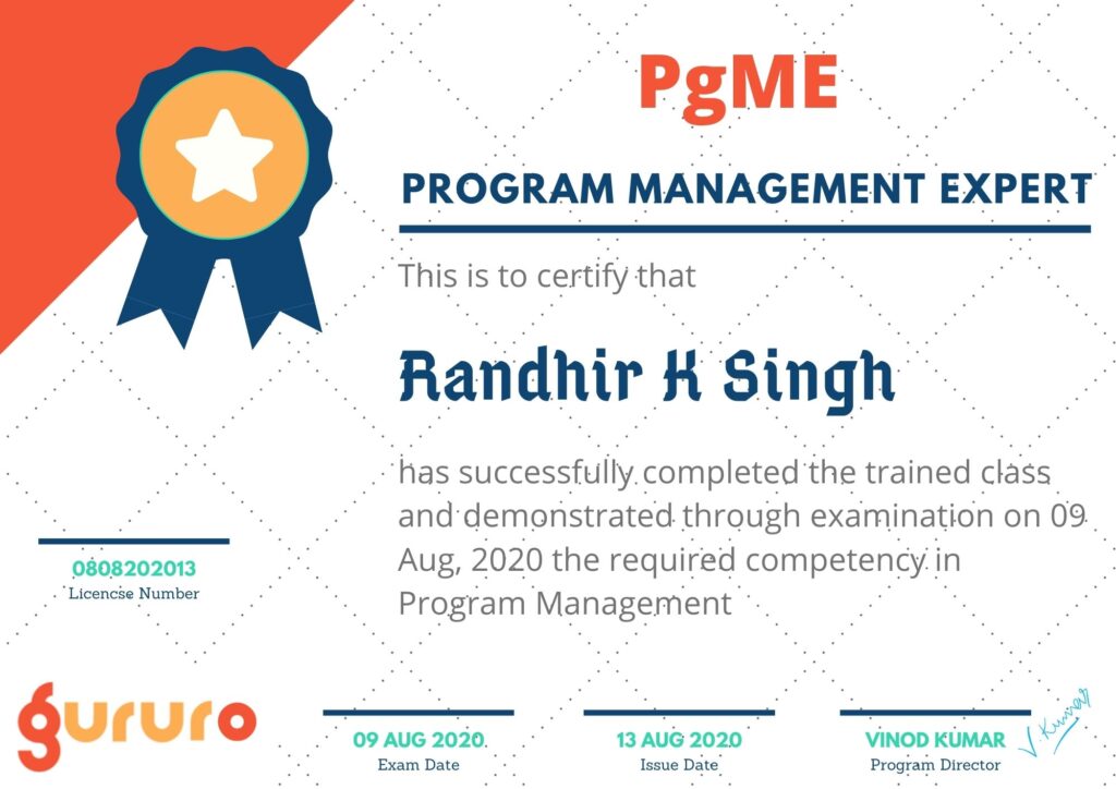 Program Management Expert PgME Randhir K Singh | 1