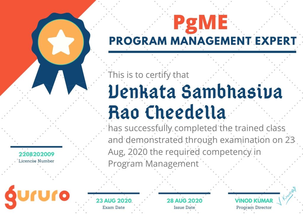 Program Management Expert PgME Venkata Sambhasiva Rao Cheedella | 1
